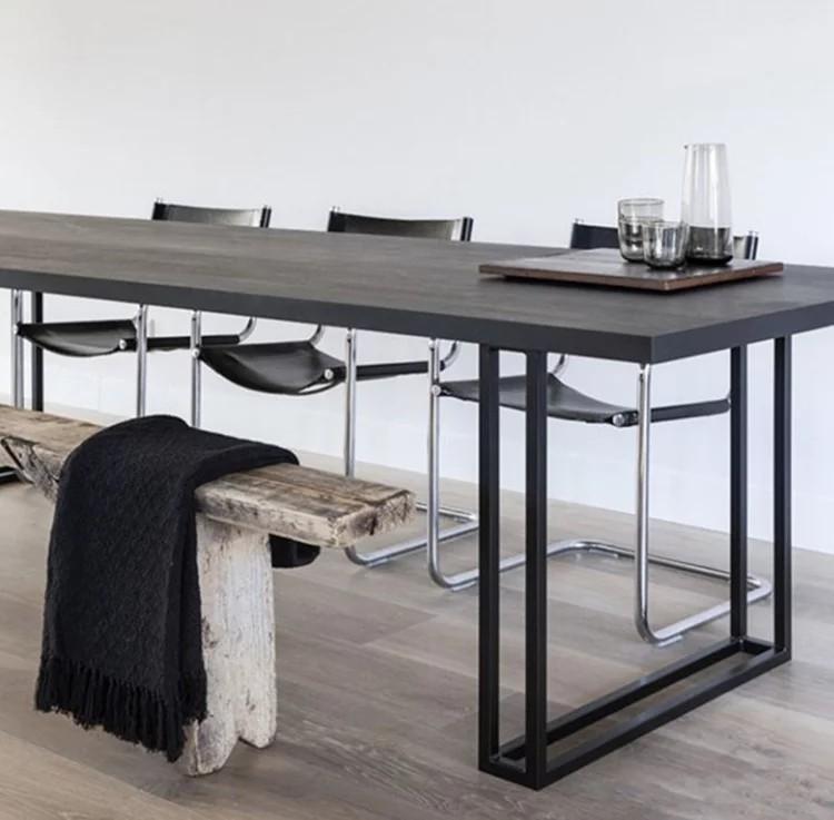 HALEY Modern Industrial Solid Wood Dining Table