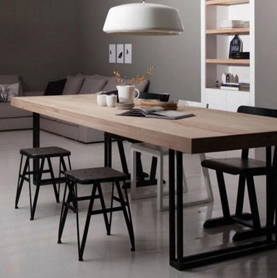 HALEY Modern Industrial Solid Wood Dining Table