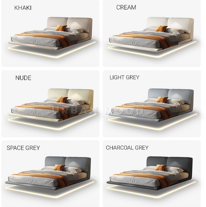 HOVER Modern Floating Leather Bedframe