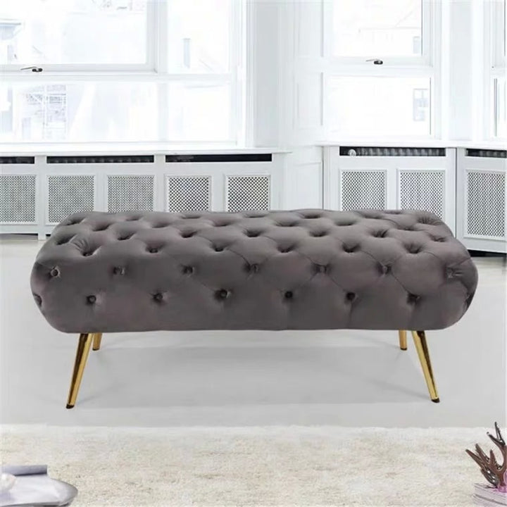 JANESS Velvet Tufted Button Ottoman Bench