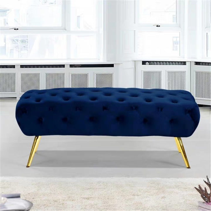 JANESS Velvet Tufted Button Ottoman Bench