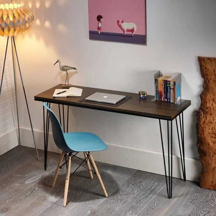 LEANNA Modern Industrial Solid Wood Slim Study Table