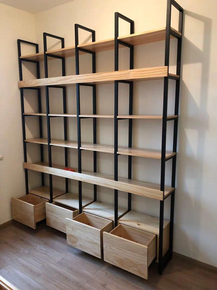 LOFI Modern Industrial Solid Wood Bookshelf