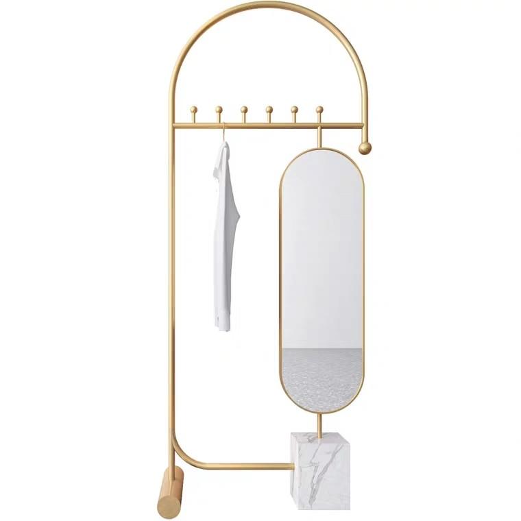 LYNDSEY Standing Mirror Clothes Rack