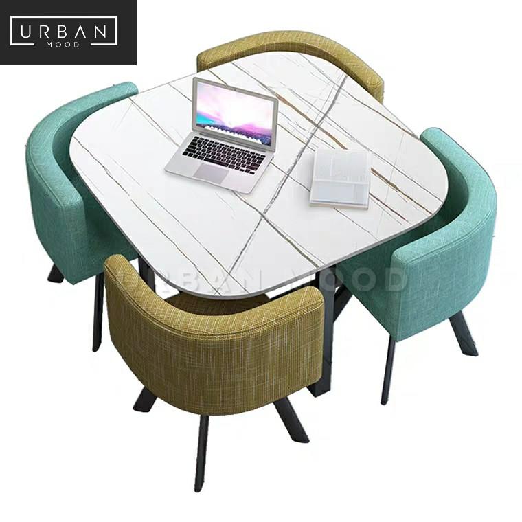 MIDLAND Modern Marble Dining Table & Chairs