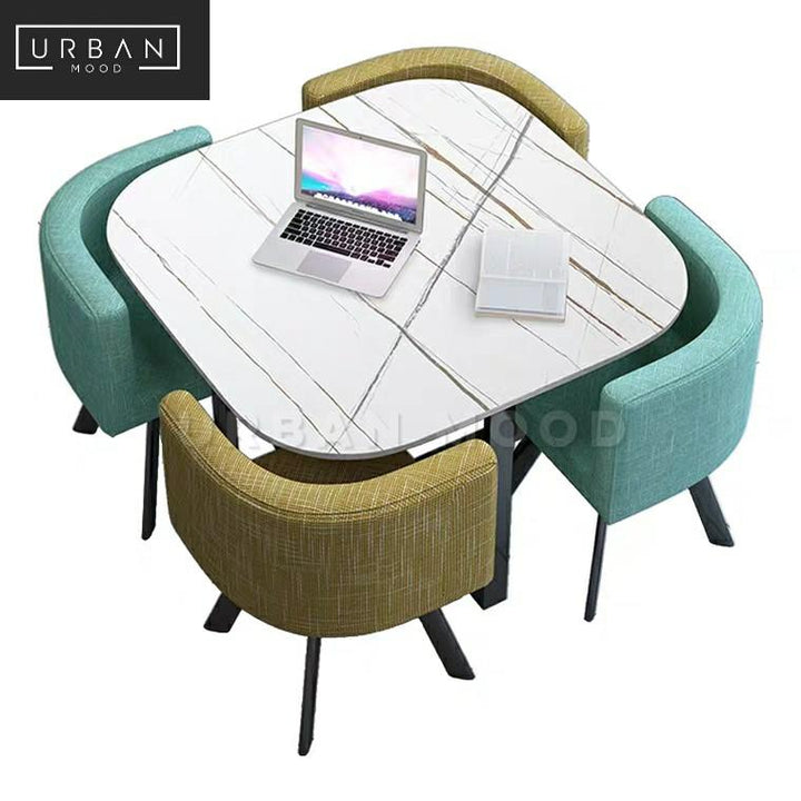 MIDLAND Modern Marble Dining Table & Chairs
