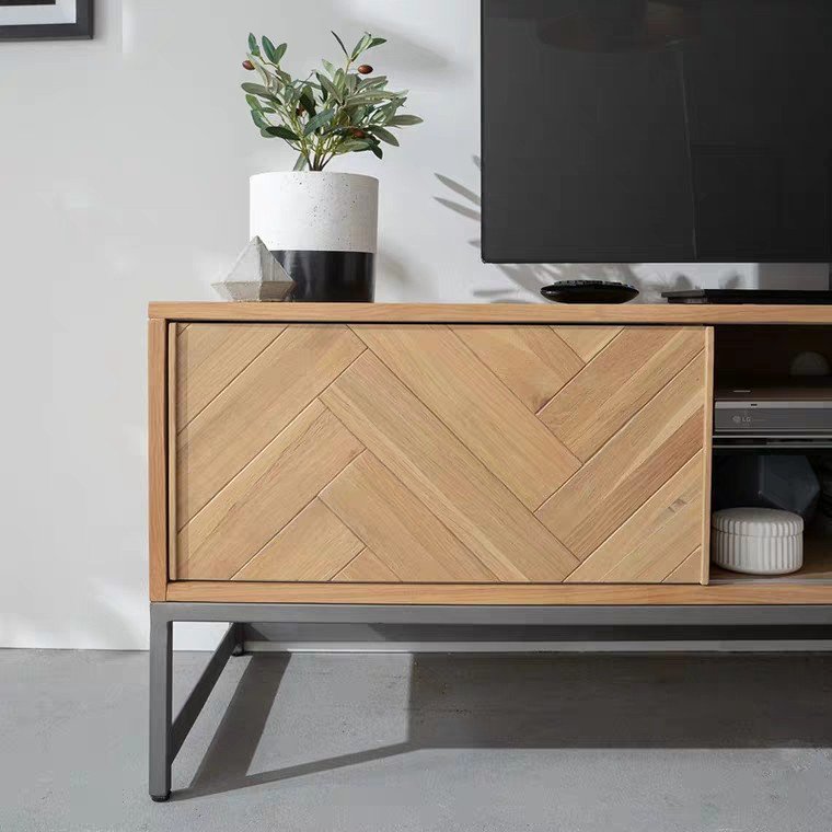 MYSTIC Rustic Herringbone TV Console