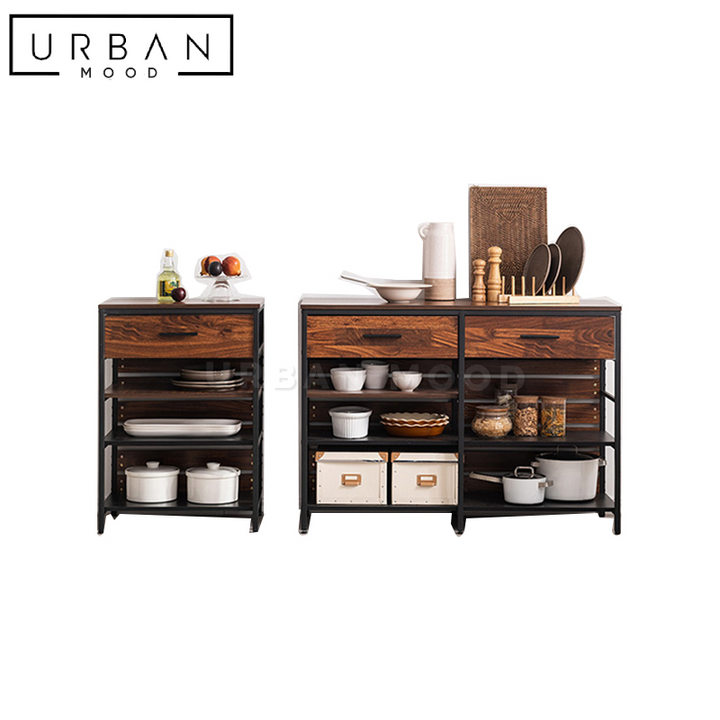 NEILL Rustic Solid Wood Kitchen Island