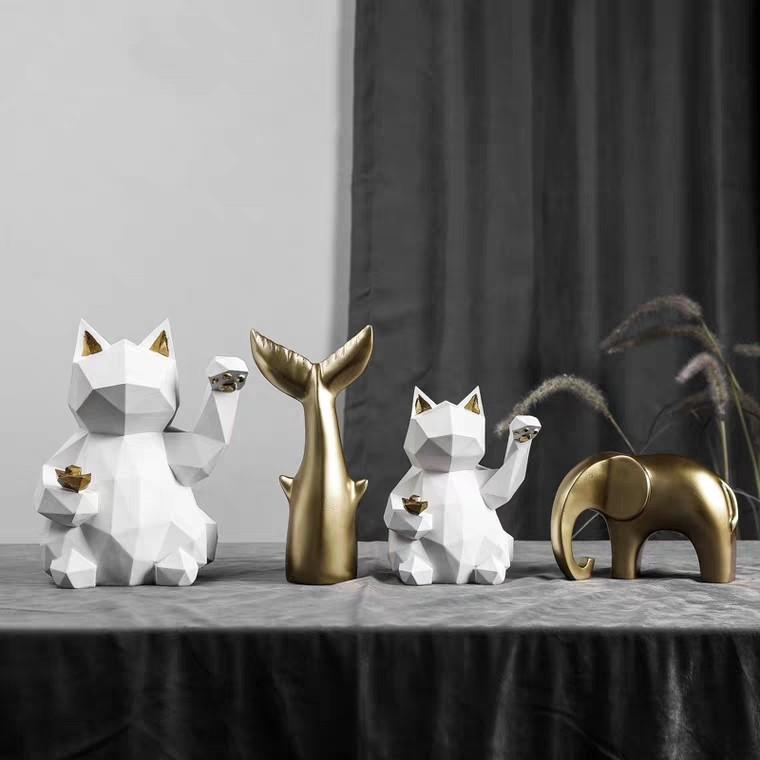 立体・オブジェ Winter journey - vintage cats ver.1 Zerone 5PCS Anime Raising Hands Dancing Cat Model Cat Ornaments