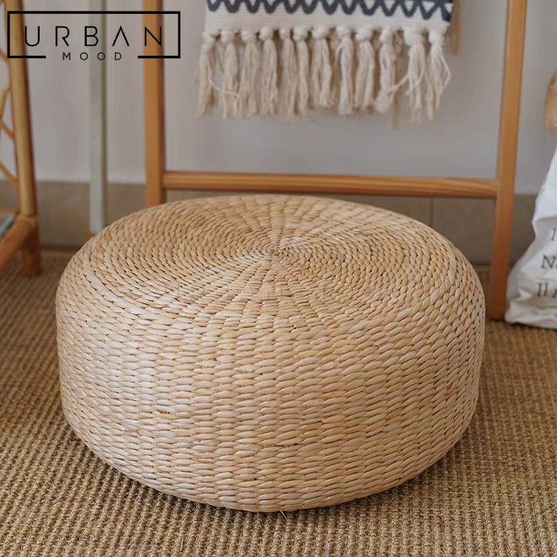 ROTA Japandi Wicker Ottoman