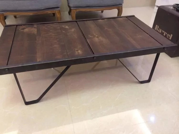 STAMMER Industrial Solid Wood Coffee Table